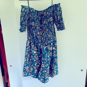 Turquoise off the shoulder romper NWT